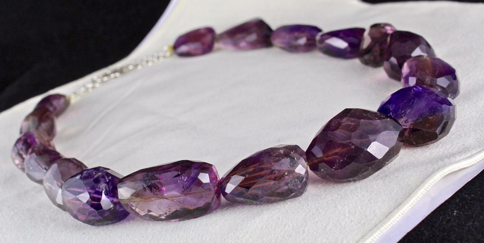 Natural Ametrine Beads Faceted Tumble 1 L 1745 Ct Big Gemstone Silver Necklace