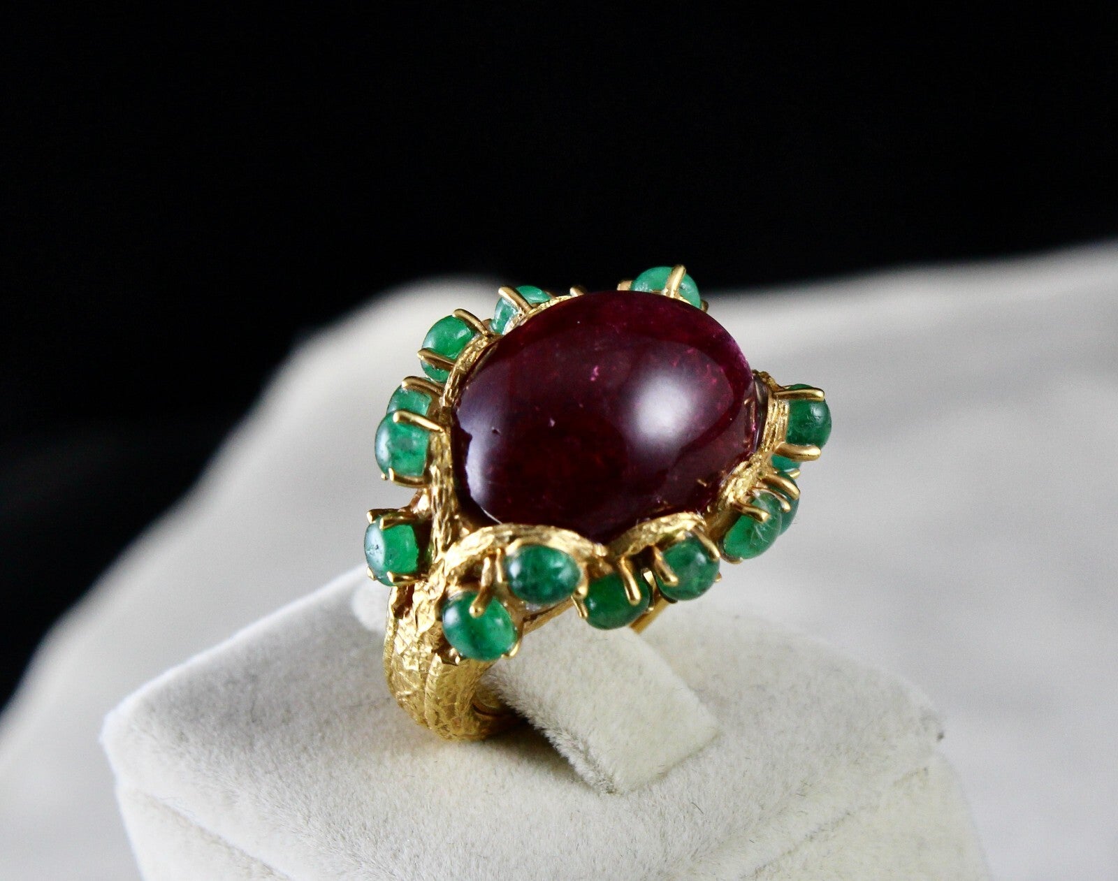 Certified Unique Natural Pink Tourmaline 10 Ct Sterling Silver Gold Plated Ring