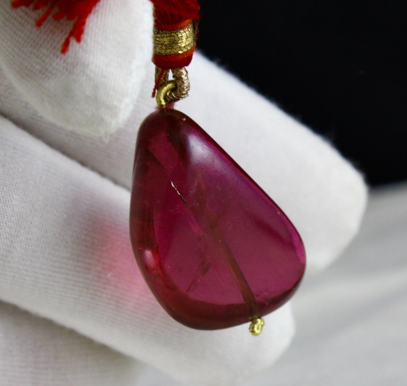 Certified Natural Pink Tourmaline Rubellite 56.70 Ct Tumble Bead Pendant