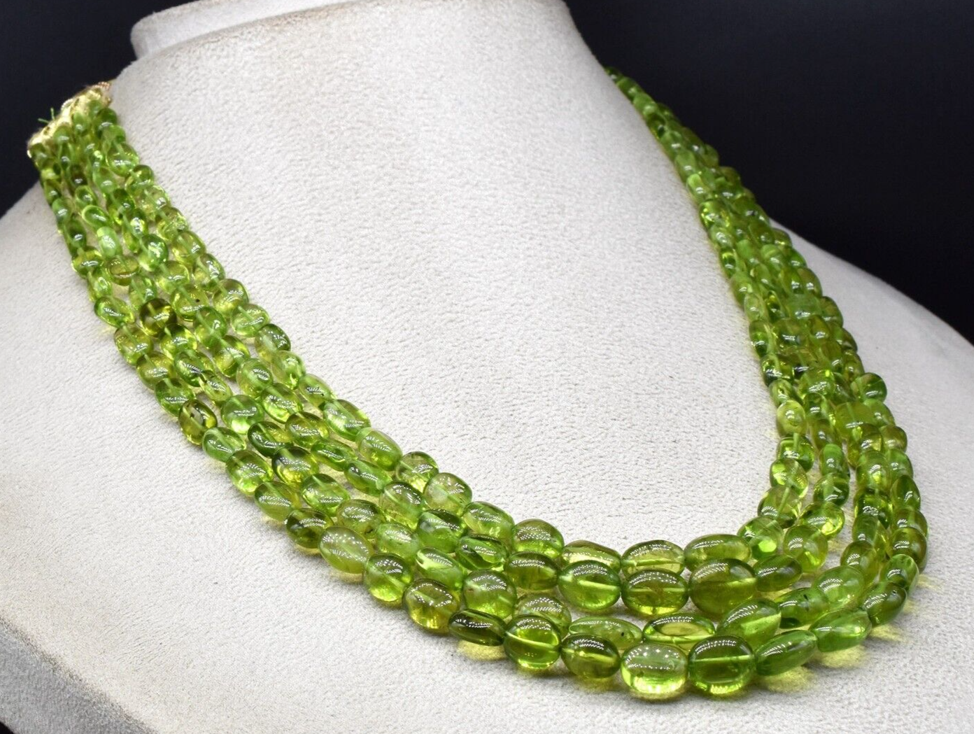Certified Natural Peridot Necklace 562 Ct Beaded Cabochon Drilled Gemstone