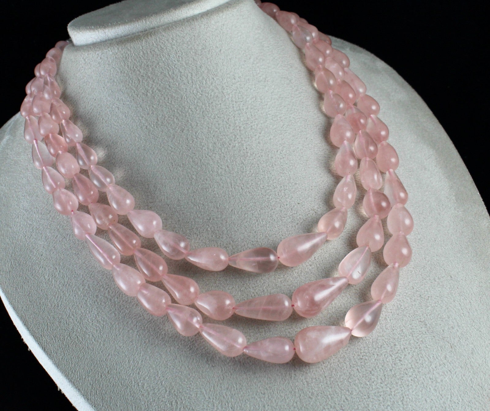 Natural 920 Cts Rose Quartz Beads Drops Cabochon Gemstone Necklace For Women