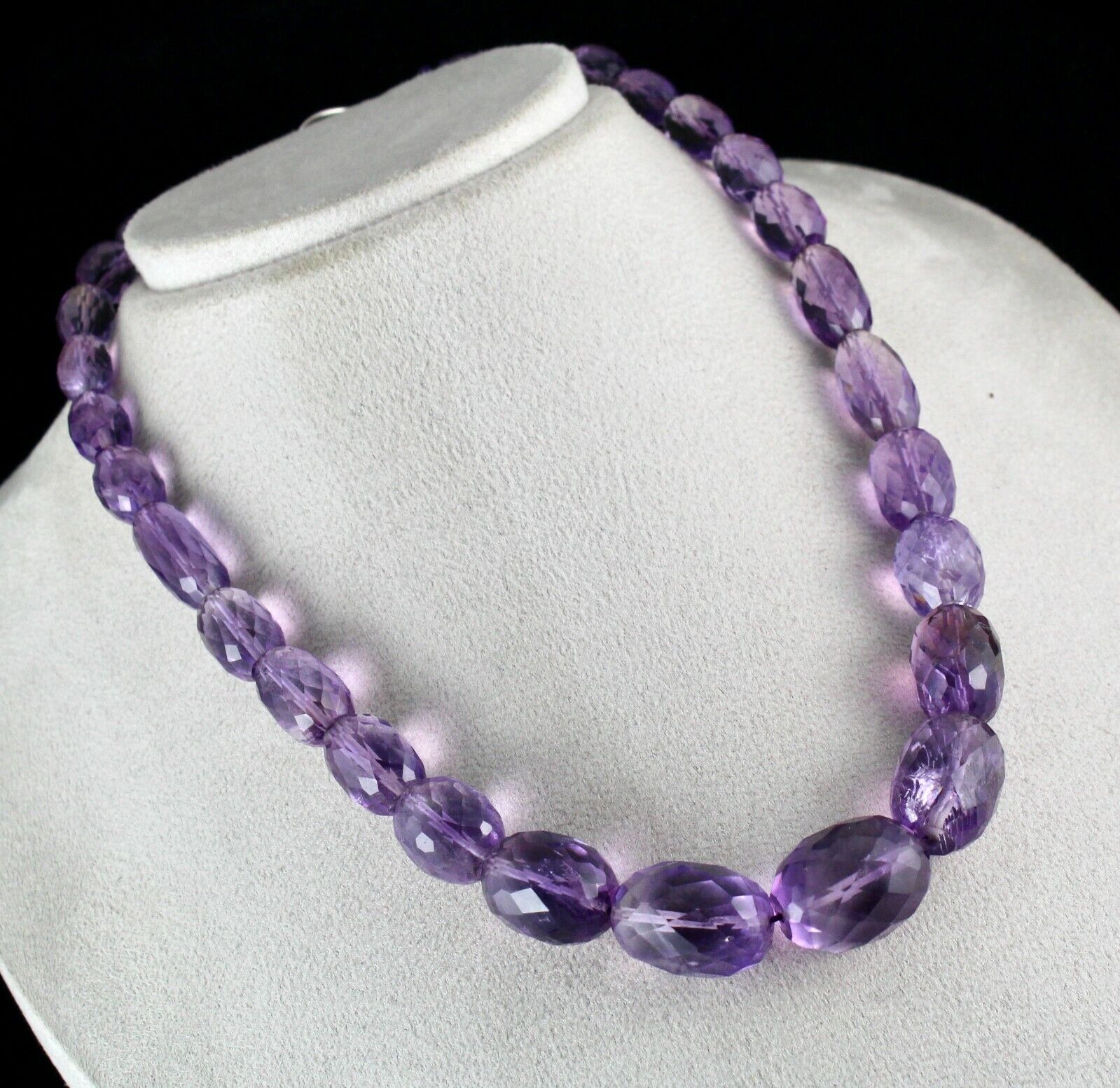 BIG NATURAL BRAZILIAN AMETHYST BEADS FACETED LONG 582 CARATS GEMSTONE NECKLACE