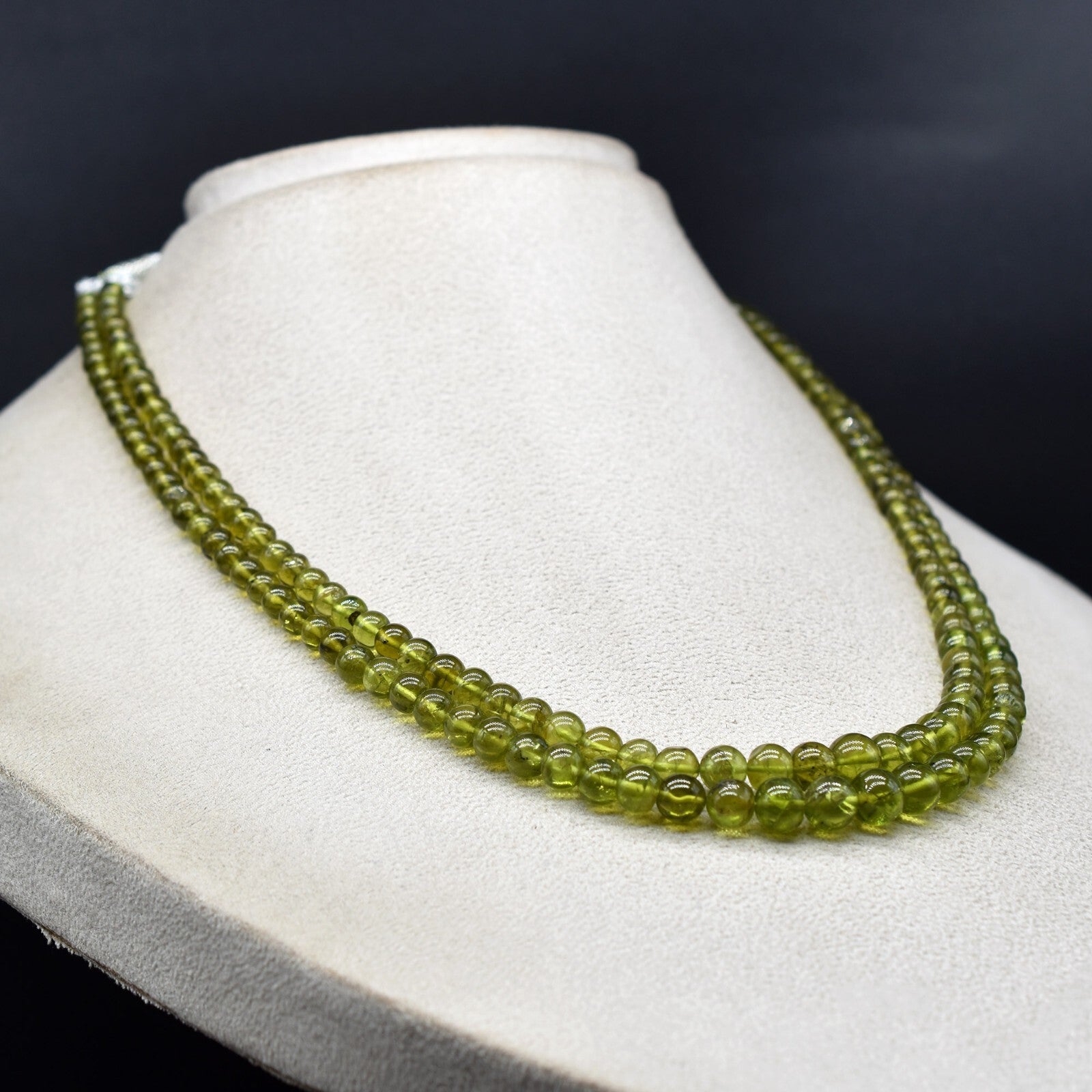 Natural Peridot Necklace Round Beads 299 Ct Semi Precious Drilled Gemstone