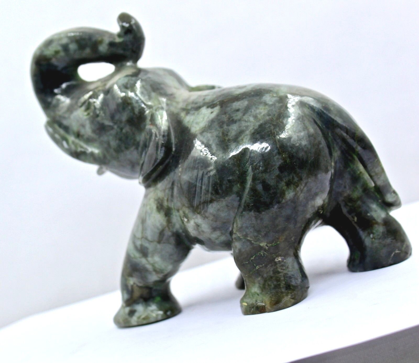 NATURAL BLACK LABRADORITE ELEPHANT STATUE 5775 CARATS GEMSTONE FOR HOME DECOR