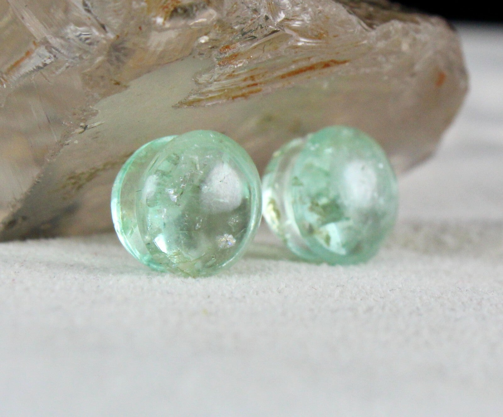 Certified Natural Colombian Emerald Cabochon Earrings 15.41 Ct Gemstone Pair