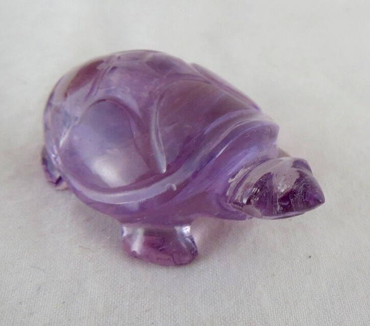 Big Natural Brazilian Amethyst Tortoise Carved 80 Ct Gemstone Statue Home Decor