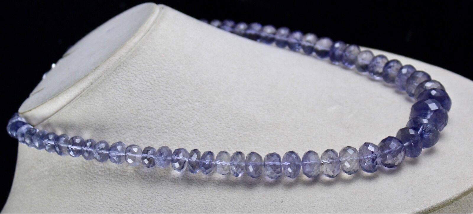 NATURAL IOLITE FACETED BEADS 18MM 410 CARATS BIG ROUND GEMSTONE LADIES NECKLACE