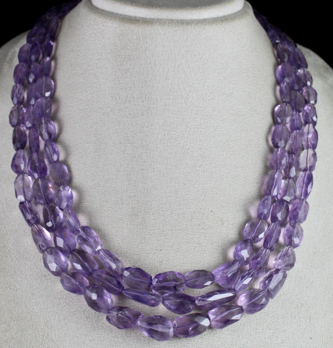 Natural Amethyst Beads Faceted Tumble 3L 790 Ct Purple Gemstone Fashion Necklace