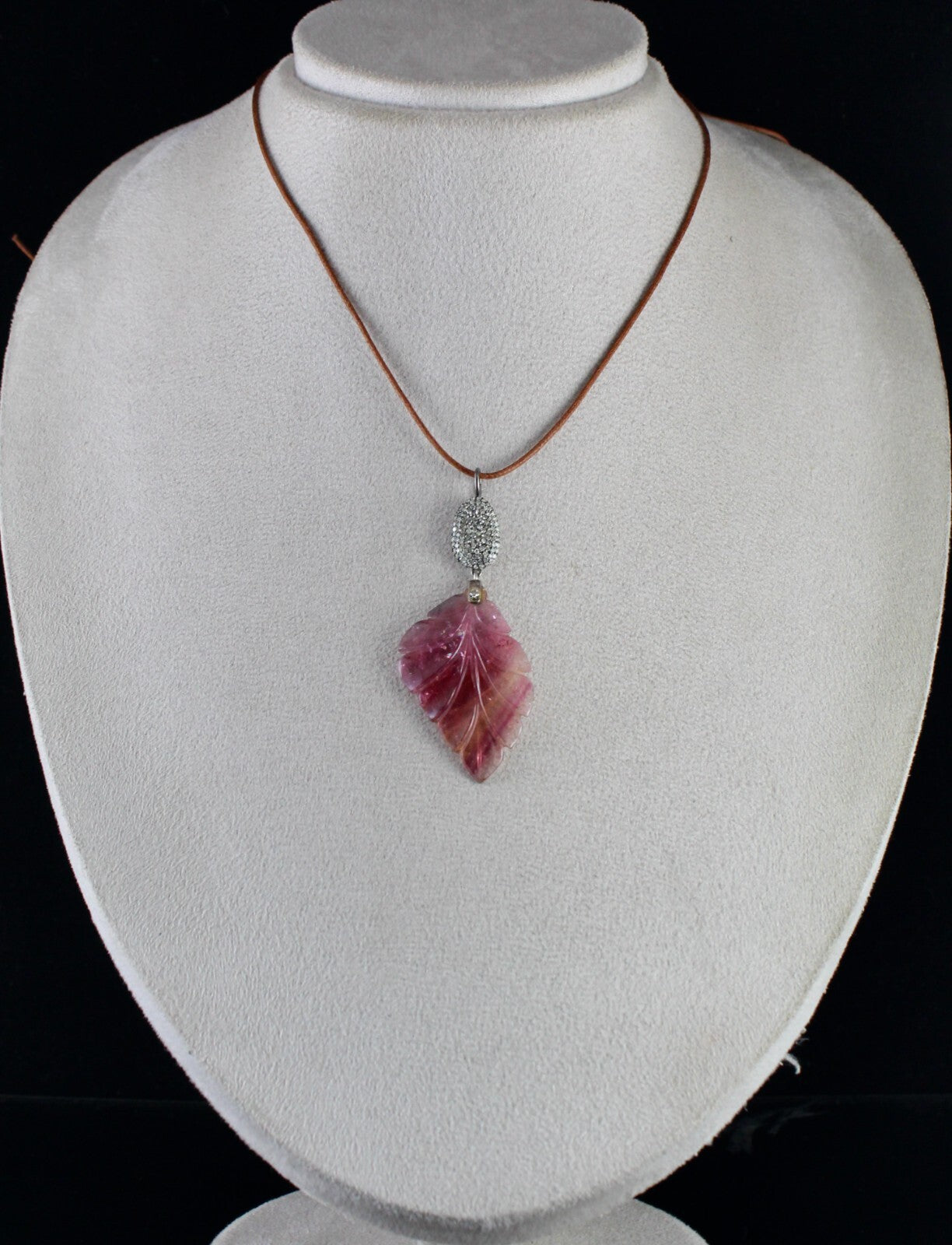 Certified Natural Pink Tourmaline 44ct Sterling Silver Diamond Victorian Pendant