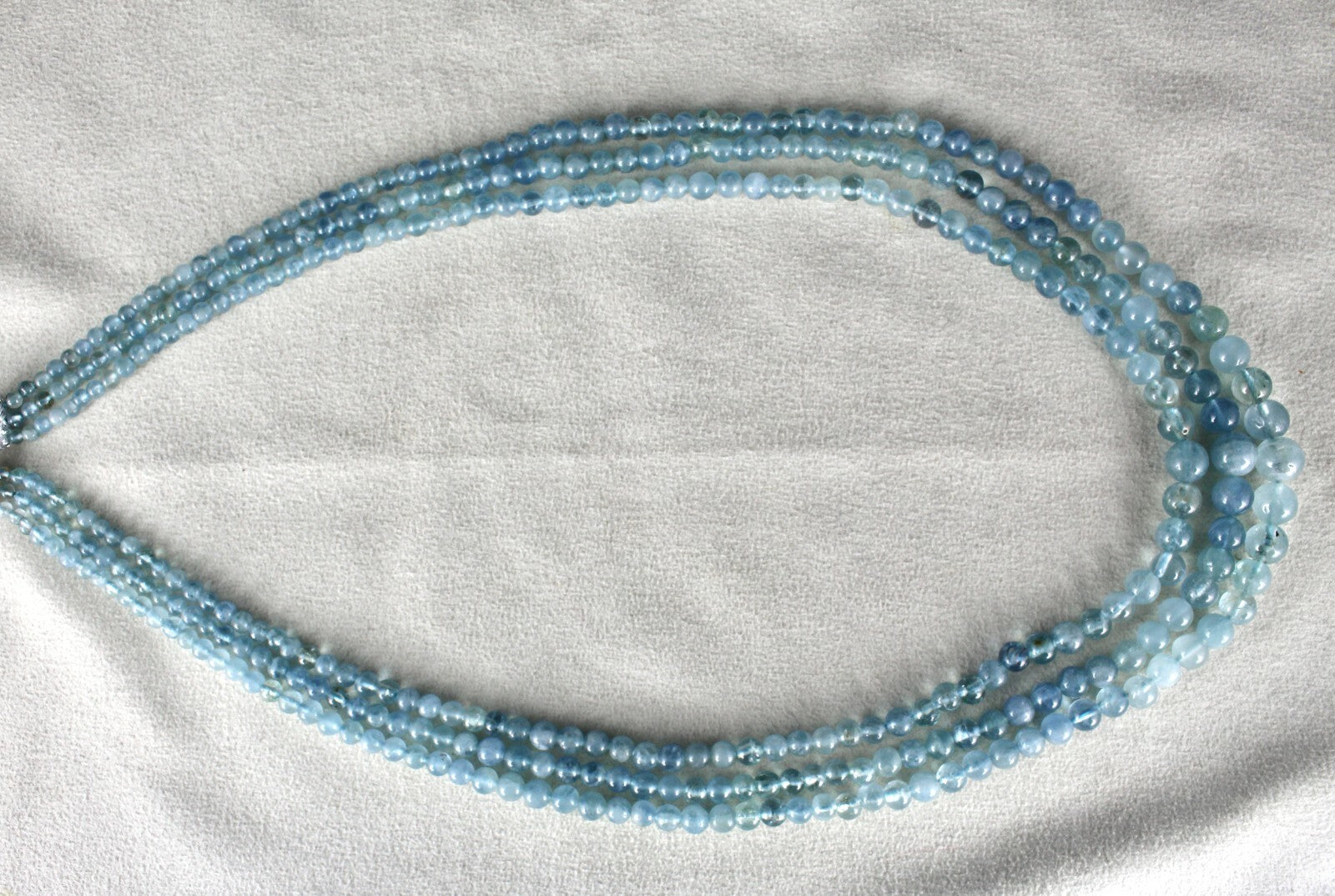 Natural Multi Aquamarine Round Beads Necklace 358 Ct 3 Line Gemstone