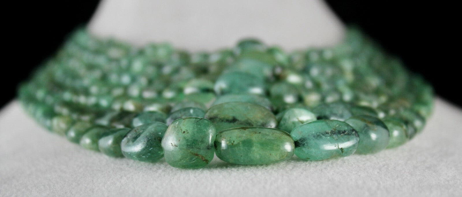 Certified Vintage Natural Emerald Beads 735 Ct Cabochon Old Gemstone Necklace