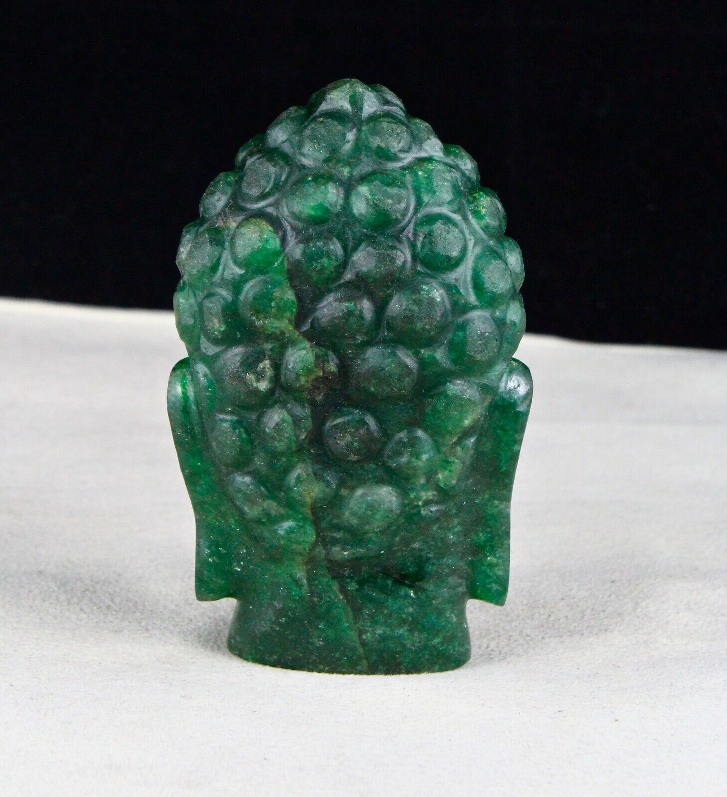 NATURAL GREEN QUARTZ 1675 CARATS 3.75INCH BUDDHA HEAD GEMSTONE STATUE HOME DECOR