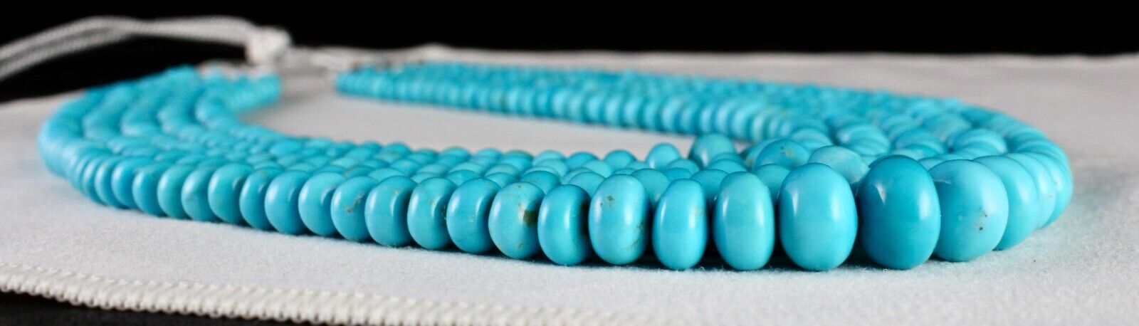 Natural Real Turquoise Beads Round 5L  837 Ct Blue Gemstone Important Necklace