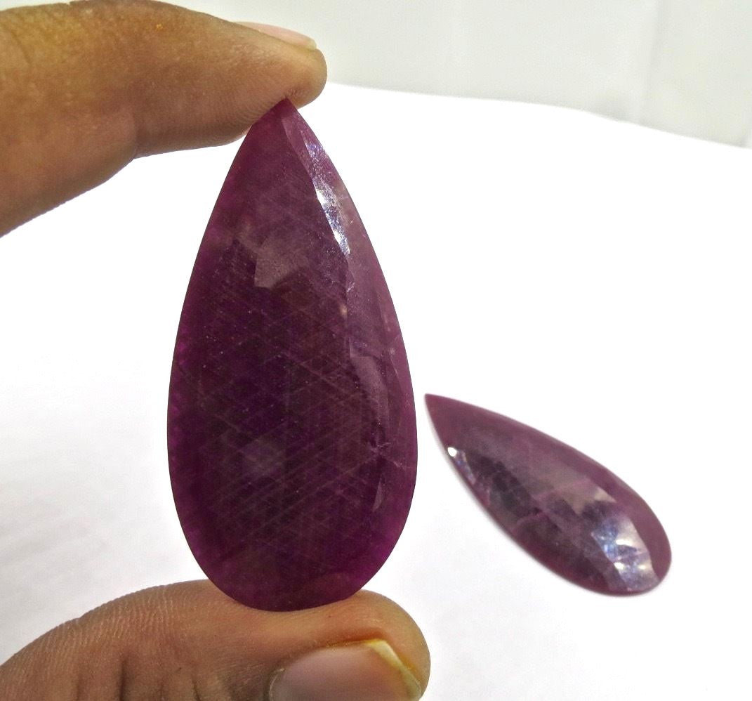 Natural Ruby Faceted Pear Cabochon 103ct Gemstone 56mm 2pcs Earring