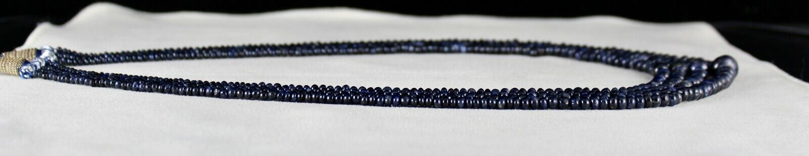 NATURAL BLUE SAPPHIRE BEADS ROUND 4 LINE 380 CTS GEMSTONE COLLECTORS NECKLACE