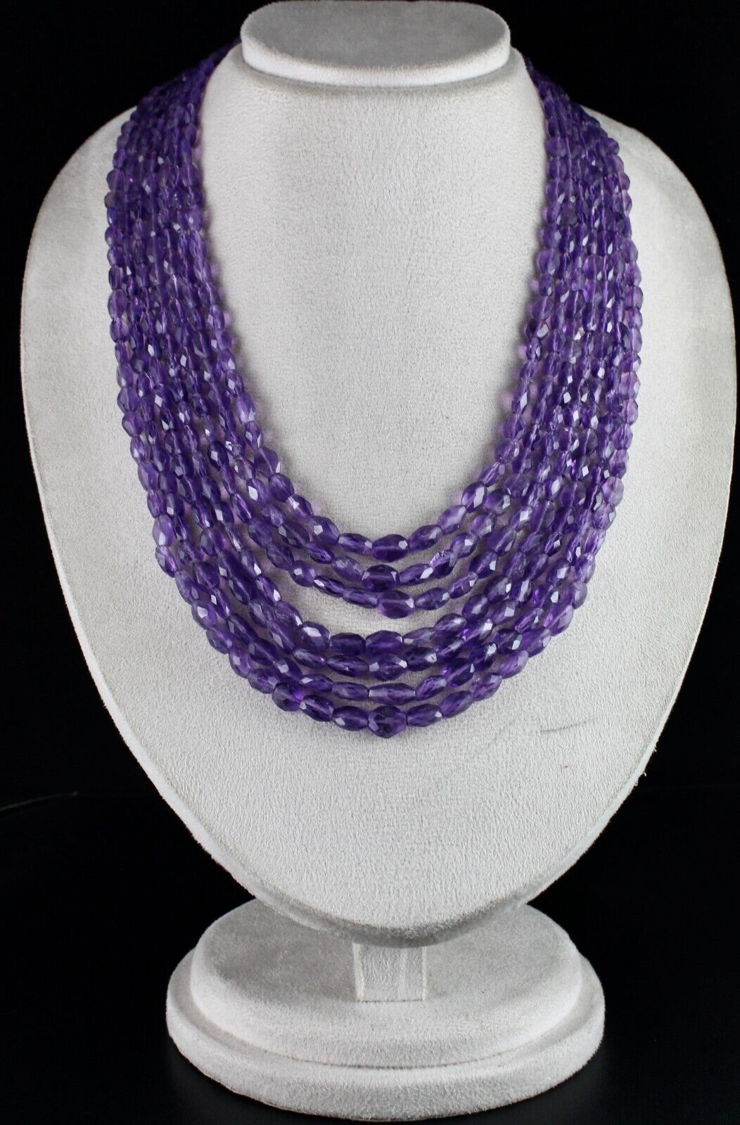 Natural Amethyst Beads Faceted Long 7 L 817 Ct Purple Gemstone Fashion Necklace