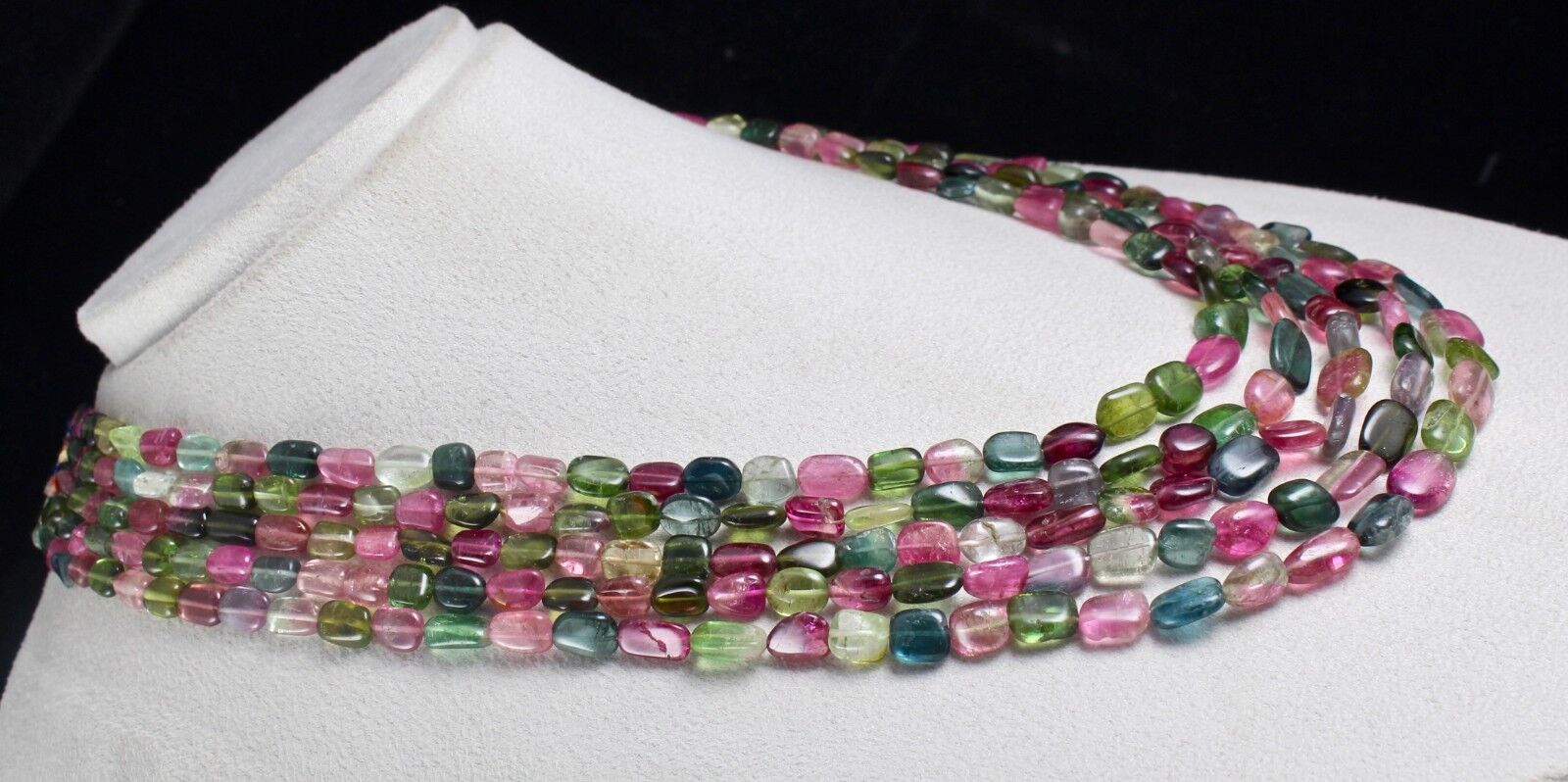Fine Natural Multi Tourmaline Beads Cabochon 5 L 667 Ct Gemstone Necklace