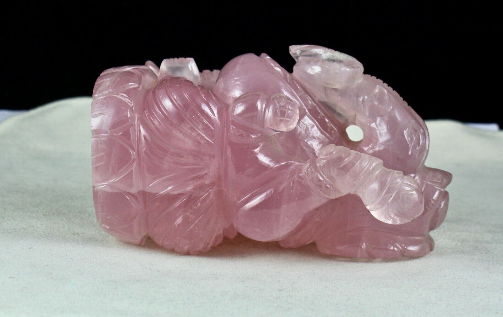 Pink Natural Rose Quartz Lord Ganesha 5" 4925 Ct Divine Gemstone Statue Figure