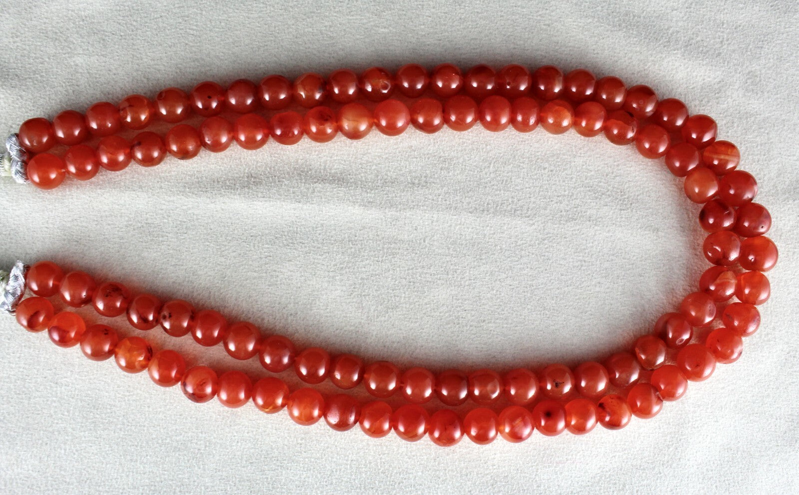 Natural Red Carnelian 929 Carats Beads Round 2 Line Fashion Necklace