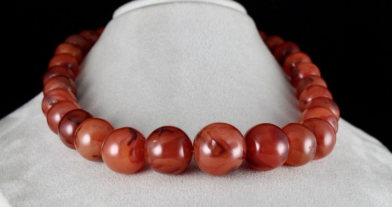 NATURAL RED CARNELIAN BEADS ROUND 1 LINE 1282 CARATS GEMSTONE FASHION NECKLACE