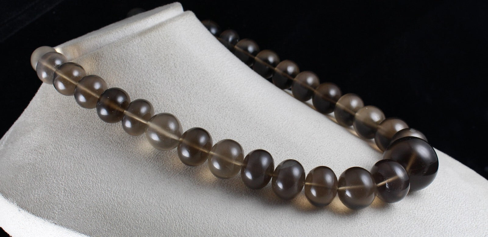 Natural Smoky Quartz 1633 Ct Round Beads Sterling Silver Gemstone Necklace