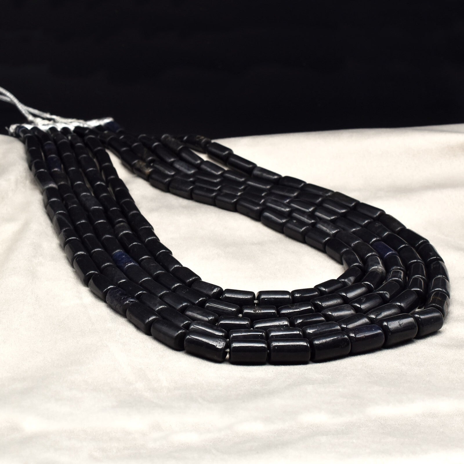 Natural Black Jade Tube Beads 5 L 1579 Ct 16mm Gemstone Fashion Necklace