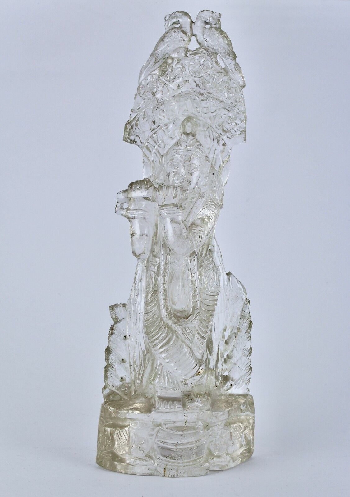 SPIRITUAL NATURAL ROCK CRYSTAL QUARTZ LORD KRISHNA 3340 CTS GEMSTONE STATUE