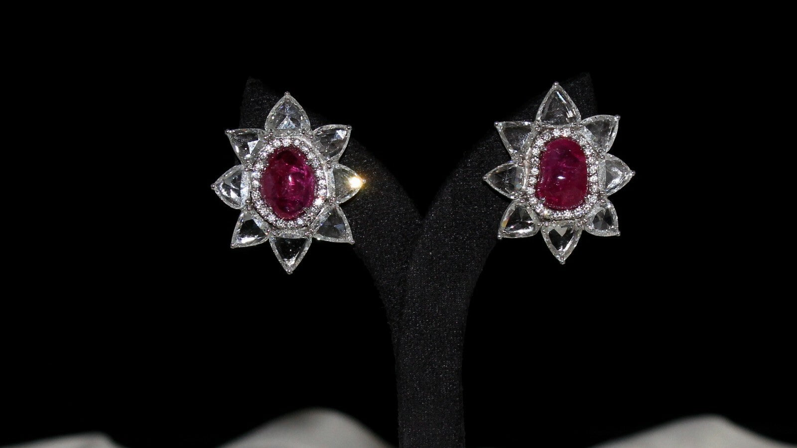 Certified Natural Burmese Ruby 93.81ct Natural Diamond Stud Earrings 18k Gold