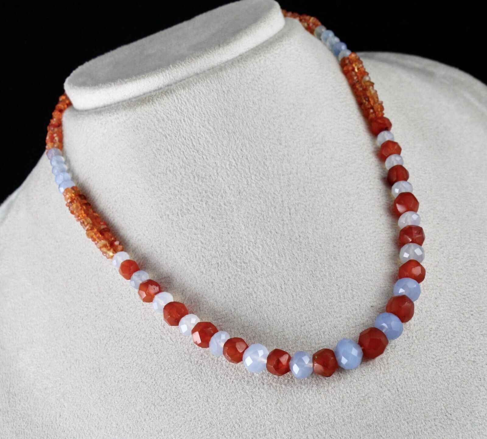 NATURAL MULTI CARNELIAN CHALCEDONY DESIGNER BEADS 153 CTS GEMSTONE NECKLACE