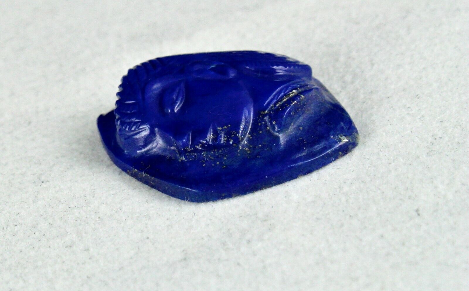 NATURAL LAPIS LAZULI CARVED QUEEN 32 MM 45.28 CTS GEMSTONE FOR DESIGNING PENDANT