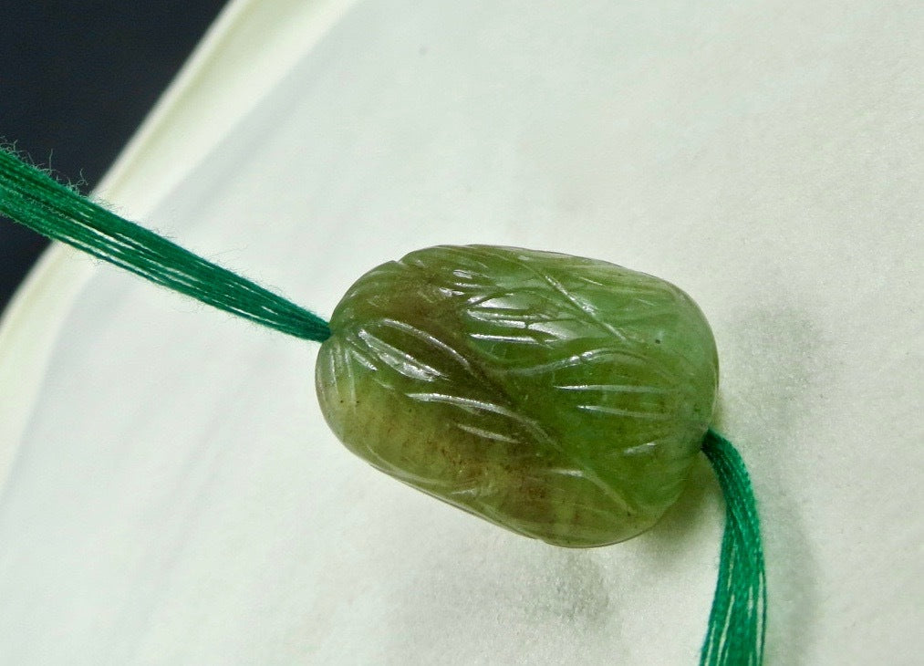 Antique 42.50 Ct Natural Emerald Bead Engraved Tumble Drill Gemstone Design