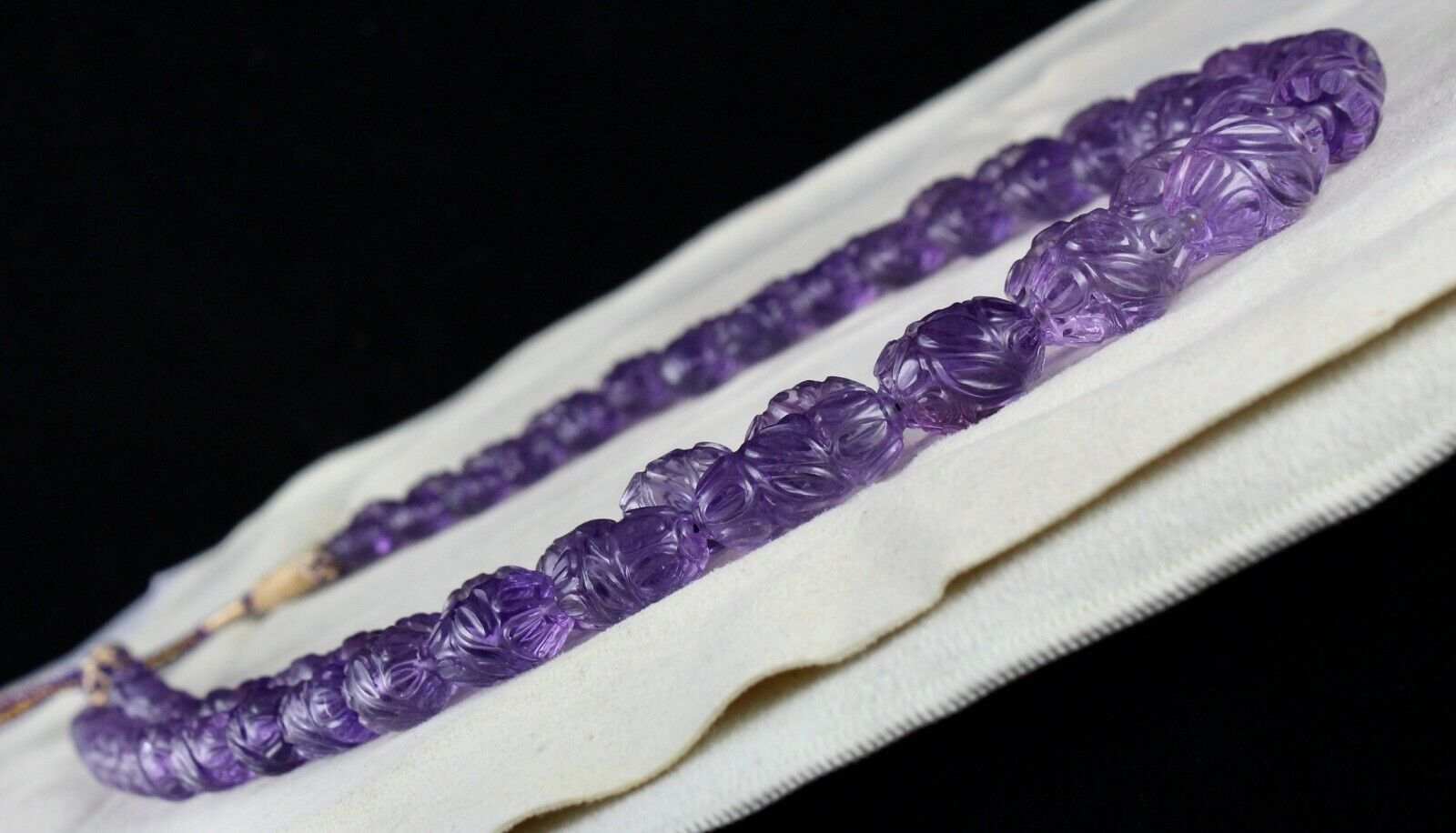 Certified Natural Amethyst Carved Beads 2 L 759 Ct Gemstone Important Necklace