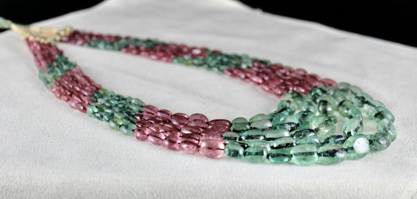 Certified Natural Emerald Tourmaline Beads Long 5L 581 Ct Multi Colour Necklace