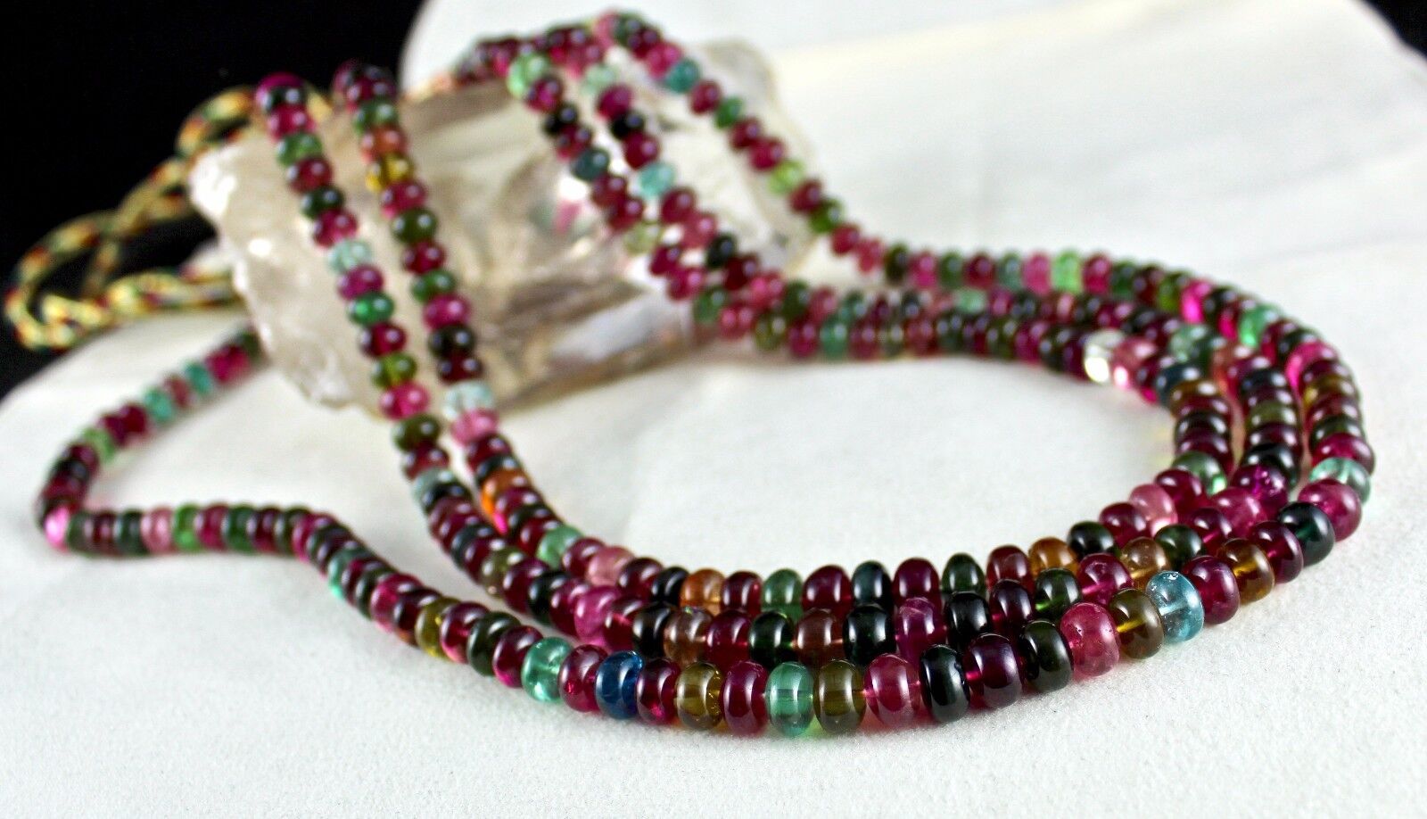 NATURAL MULTI TOURMALINE BEADS ROUND 3 LINE 832 CARATS GEMSTONE FASHION NECKLACE