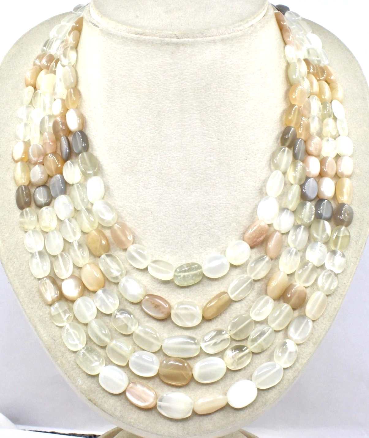 Natural Multi Moonstone Beads Cabochon 5L 950 Ct Gemstone Fashion Party Necklace