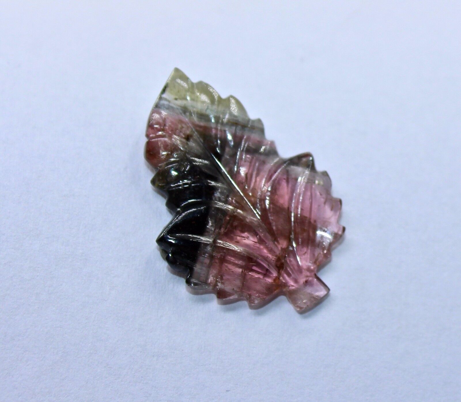 27X18 MM NATURAL MULTI TOURMALINE CARVED LEAF 10.68 CTS GEMSTONE RING PENDANT