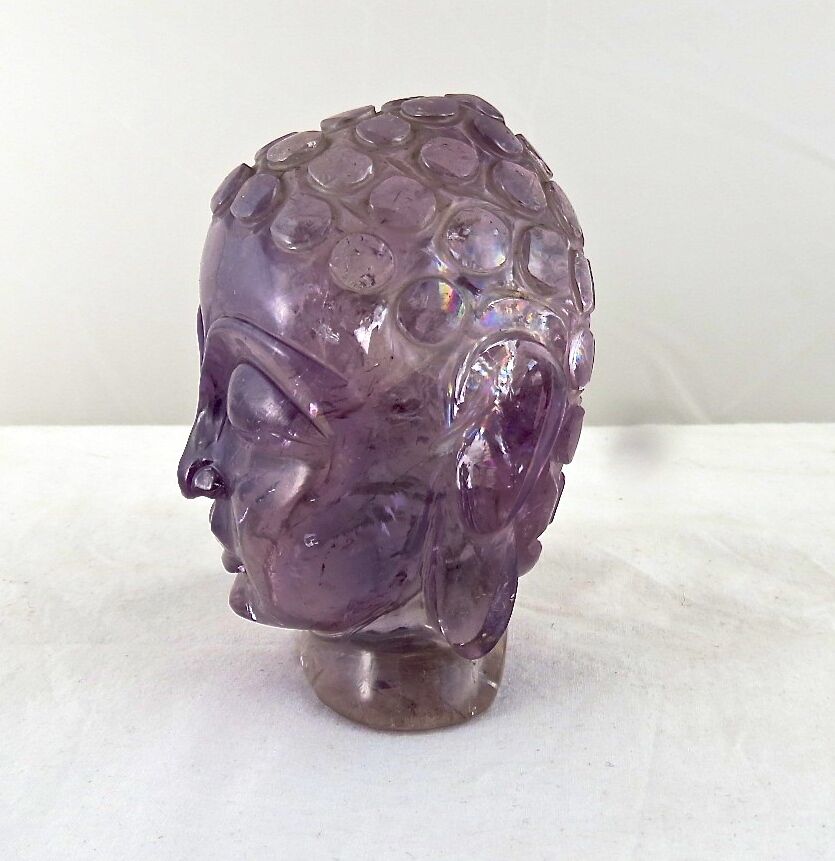 NATURAL BRAZILIAN AMETHYST BUDDHA HEAD STATUE 2350 CARATS GEMSTONE HOME DECOR