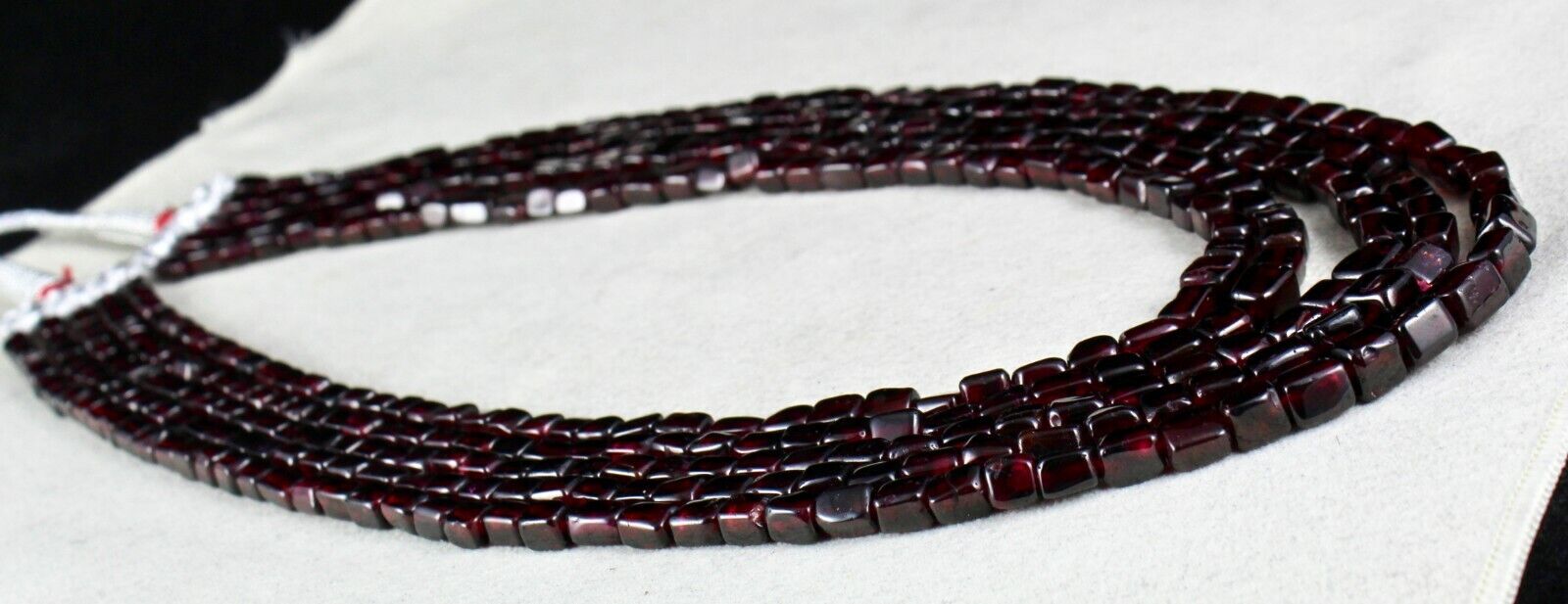 NATURAL GARNET BEADS SQUARE 5 LINE 842 CARATS GEMSTONE FASHION LADIES NECKLACE