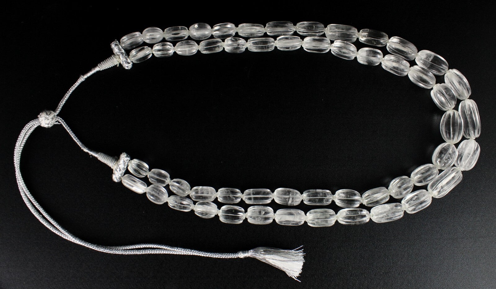 Natural White Rock Crystal Quartz Necklace Carved Oval 2 L 994 Ct Gemstone