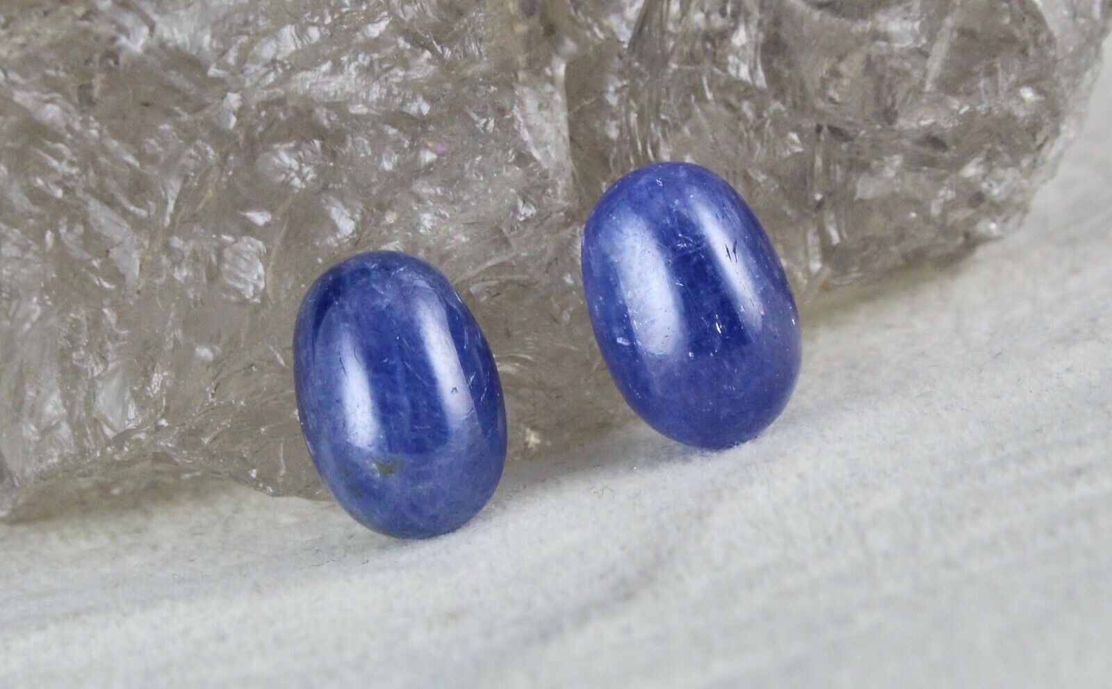 Natural Blue Sapphire Earring Cabochon Oval Pair 16.70 Carats Gemstone Designing