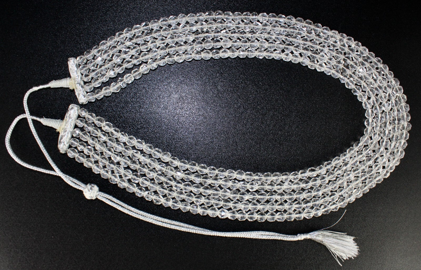 Natural Rock Crystal Quartz Faceted Round Beads Necklace 5l 932 Ct Gemstone Fine