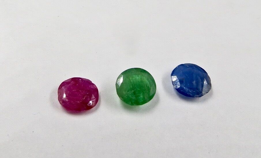 Natural Emerald Ruby & Sapphire Cut 3 Pc 5.23 Ct Loose Gemstone For Ring Pendant