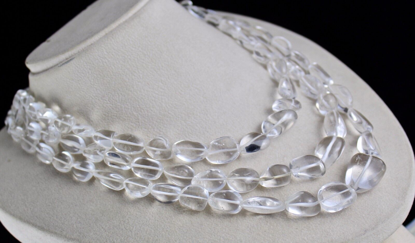 Natural Rock Crystal Quartz Beads Cabochon 3 L 987 Ct Gemstone Fashion Necklace