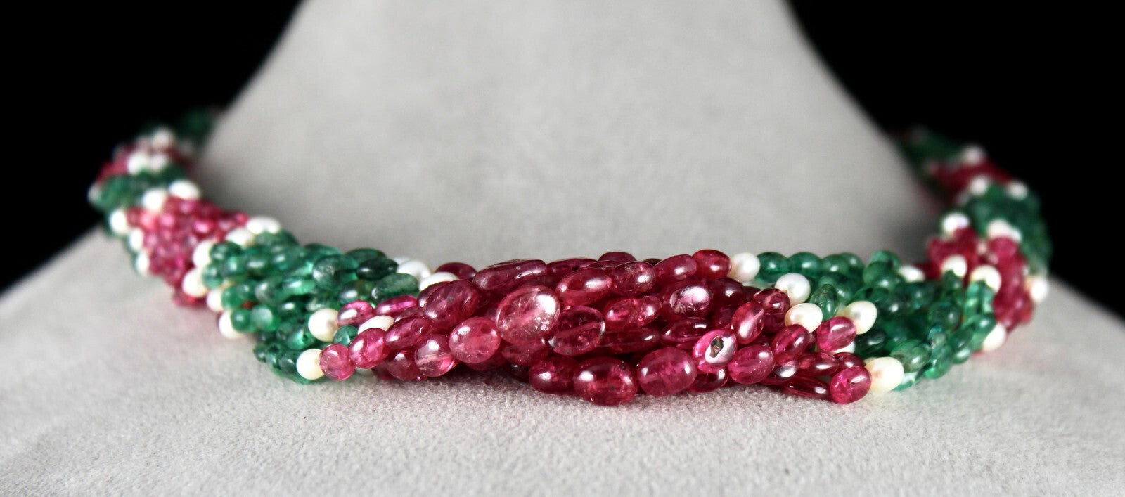 Certified Natural Emerald 690 Ct Spinel Pearl Long Beads Necklace