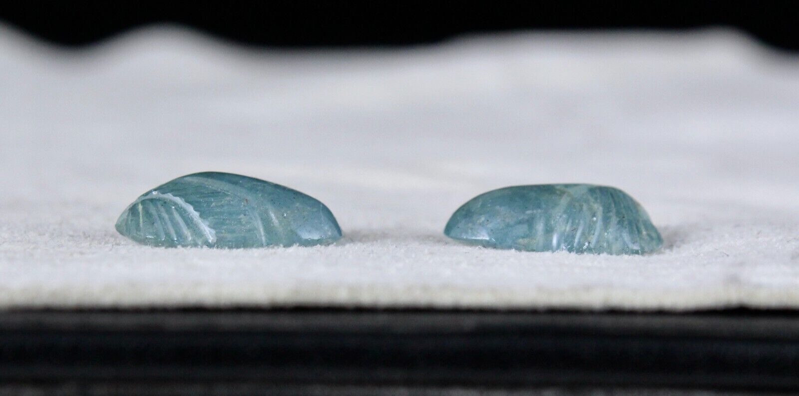 NATURAL BLUE AQUAMARINE CARVED LEAVES 13.60 CARATS GEMSTONE PAIR FOR EARRING