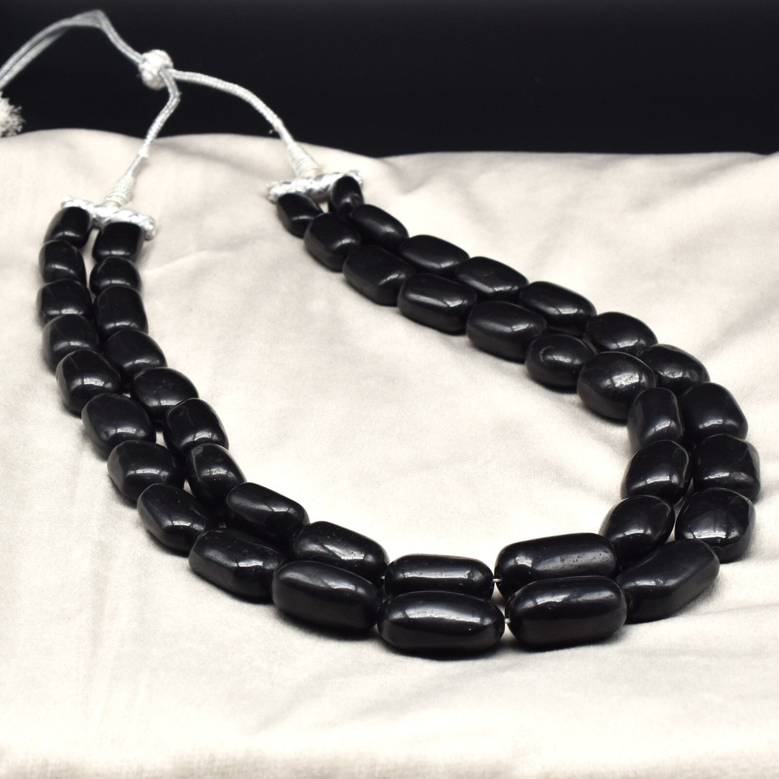Natural Black Jade 1420ct Beads Big 27mm Gemstone Fashion Necklace Long 2l