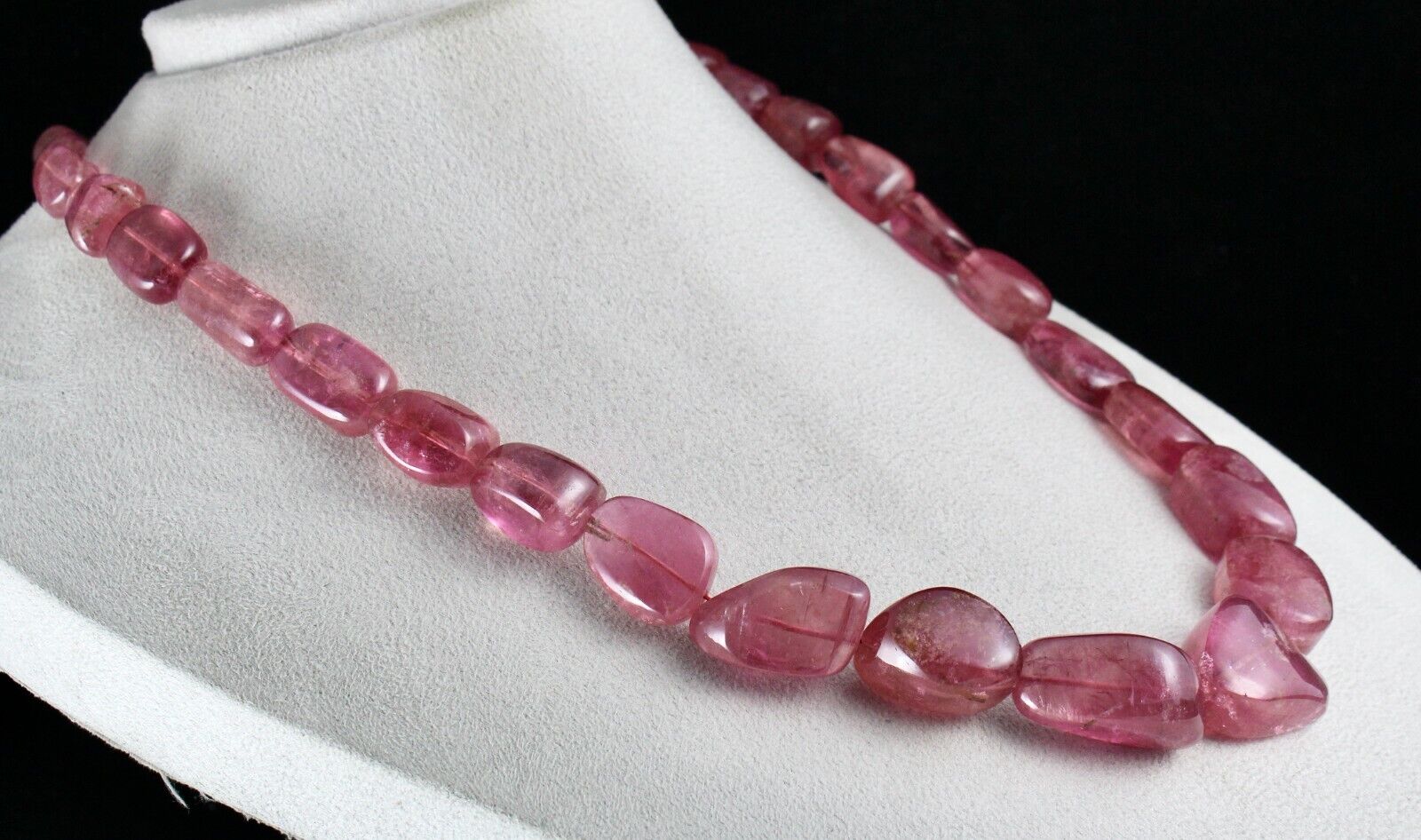 Natural RUBELLITE Pink TOURMALINE Beads NECKLACE 989 Cts Gemstone Smooth Nuggets