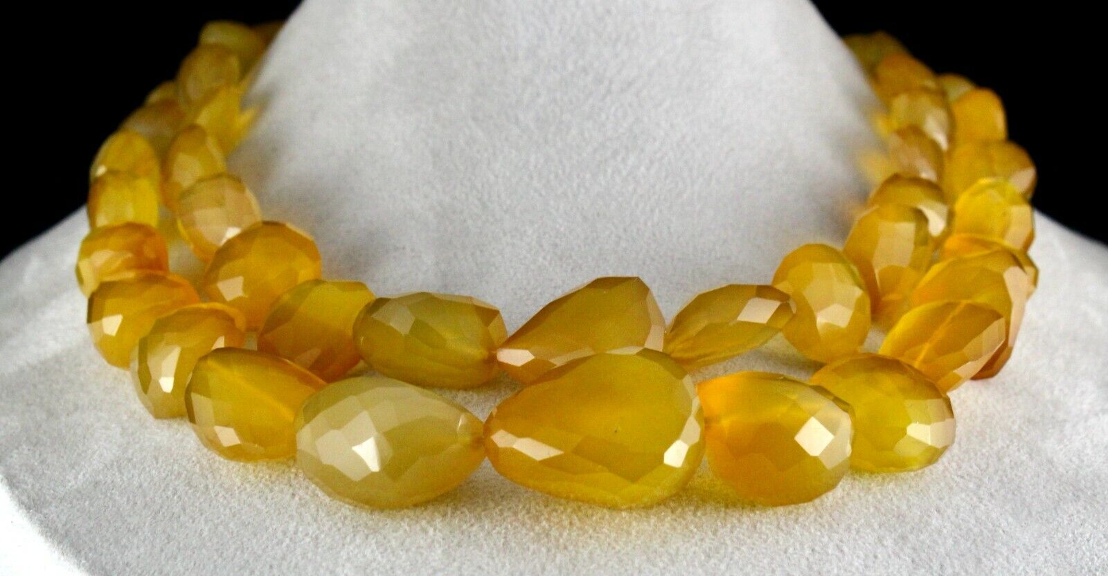 YELLOW CHALCEDONY BEADS FACETED 2 L 1747 CTS GEMSTONE BEADED FASHION NECKLACE