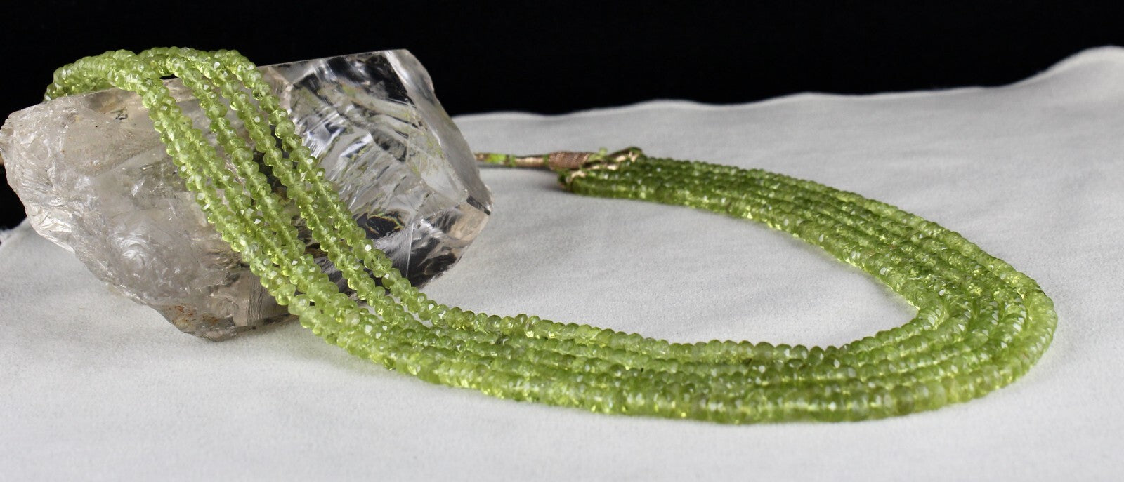 Natural Peridot Gemstone Necklace Faceted 441 Ct Round Green Beads Fashion