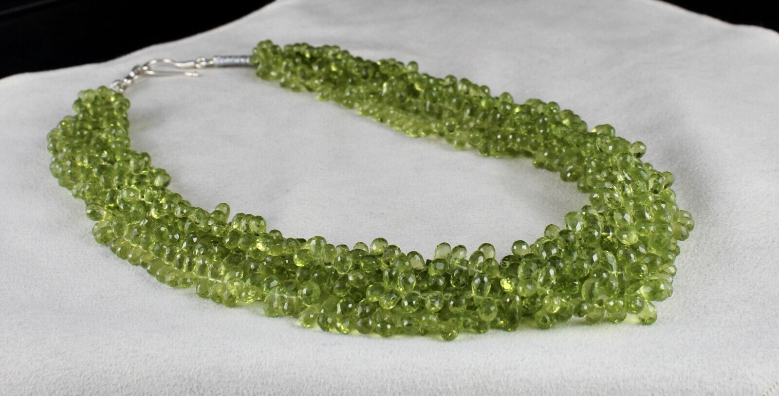 Natural Peridot Beads Tear Drops 5 L 829 Ct Gemstone Silver Fashion Necklace